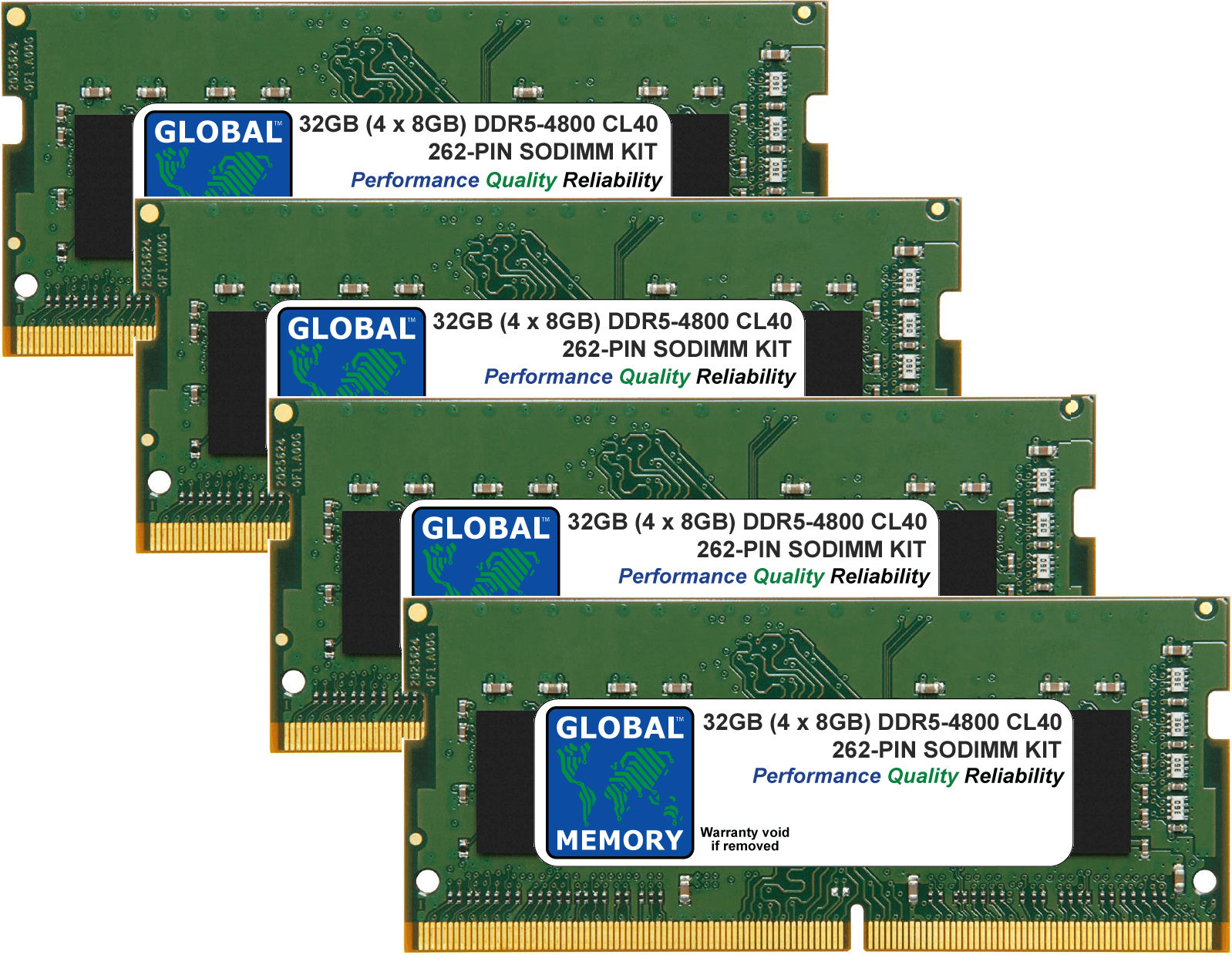 32GB (4 x 8GB) DDR5 4800MHz PC5-38400 262-PIN SODIMM MEMORY RAM KIT FOR LAPTOPS/NOTEBOOKS